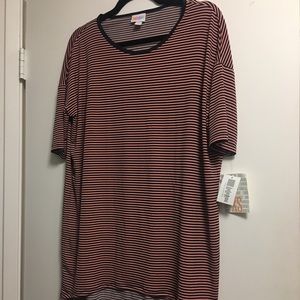LulaRoe Brand New XS Navy and Coral Striped Irma